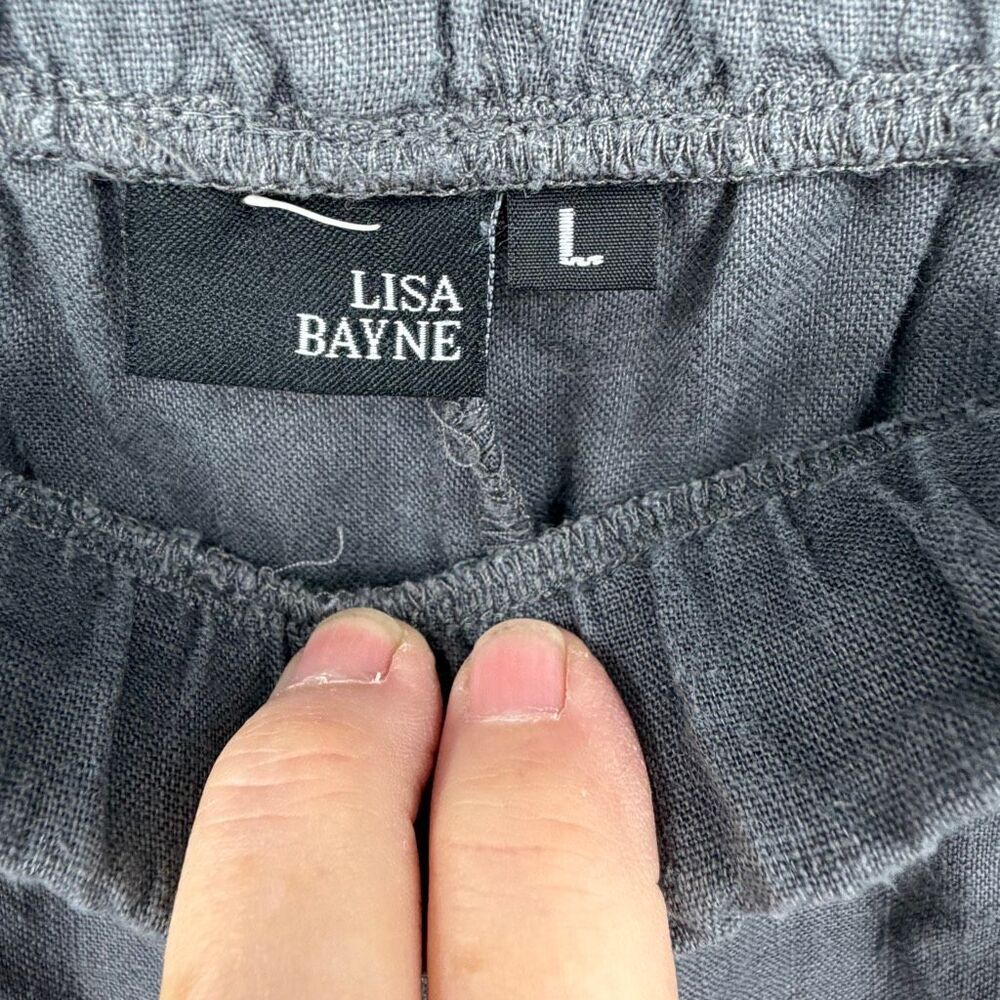Lisa Bayne Gray Elastic Waist Relaxed Wide Leg Pull On Pants Size Large - Picture 4 of 9